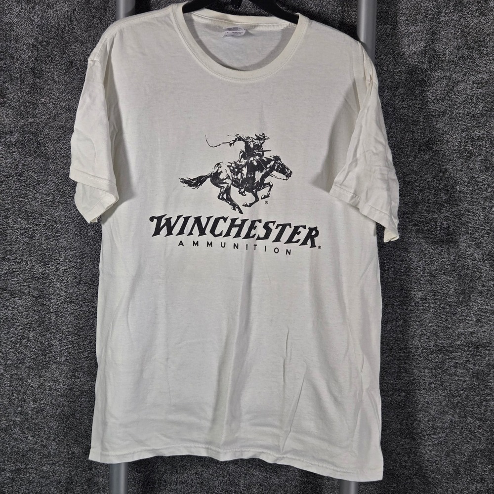 Winchester Ammunition Graphic T-Shirt Mens Large White Gildan Ultra Cotton Tee